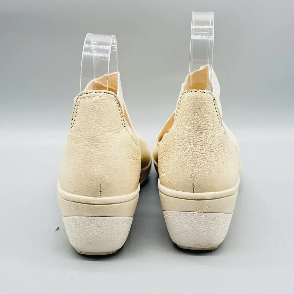 Vionic Shoes Women 6 Beige Leather Ellery Mary Jane Wedge Comfort Flats Orthotic